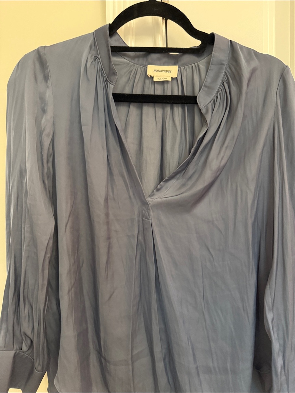 Zadig Slate Blue V-Neck Long-Sleeve Women's Top